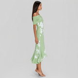 Aurelie | Elegant Off-Shoulder Floral Midi Dress Women Summer