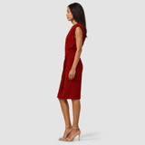 Claire | Elegant Ruched Midi Dress Women Sleeveless Summer Fitted