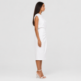 Claire | Elegant Ruched Midi Dress Women Sleeveless Summer Fitted