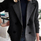 Double-Breasted Blazer with Knit Sleeves