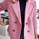 Double-Breasted Blazer with Knit Sleeves