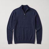 Quarter-Zip Sweater with Stand Collar and Ribbed Trim