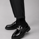 Slip-On Chunky Sole Loafers with Buckle Trim