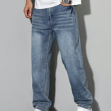 Men's Washed Denim Straight-Leg Jeans