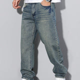 Men's Washed Denim Straight-Leg Jeans