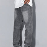 Men's Washed Denim Straight-Leg Jeans