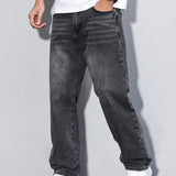Men's Washed Denim Straight-Leg Jeans