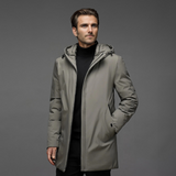 Hooded High-Neck Longline Jacket with Zip Front