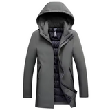 Hooded High-Neck Longline Jacket with Zip Front