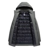 Hooded High-Neck Longline Jacket with Zip Front