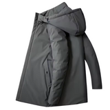 Hooded High-Neck Longline Jacket with Zip Front