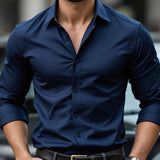 Fitted Long Sleeve Shirt with Stretch