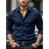 Fitted Long Sleeve Shirt with Stretch