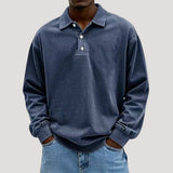 Collared Long Sleeve Button Front Polo Sweatshirt