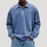 Collared Long Sleeve Button Front Polo Sweatshirt