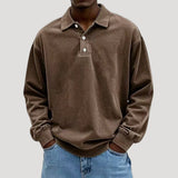 Collared Long Sleeve Button Front Polo Sweatshirt