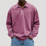 Collared Long Sleeve Button Front Polo Sweatshirt
