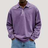 Collared Long Sleeve Button Front Polo Sweatshirt