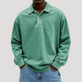 Collared Long Sleeve Button Front Polo Sweatshirt