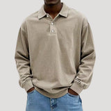 Collared Long Sleeve Button Front Polo Sweatshirt