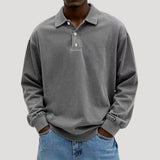 Collared Long Sleeve Button Front Polo Sweatshirt