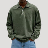Collared Long Sleeve Button Front Polo Sweatshirt