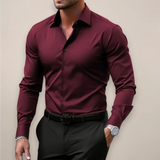 Men's Stretchable Slim-Fit Button-Front Shirt