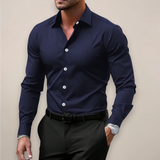 Men's Stretchable Slim-Fit Button-Front Shirt