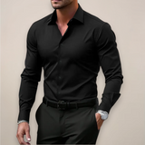 Men's Stretchable Slim-Fit Button-Front Shirt