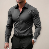 Men's Stretchable Slim-Fit Button-Front Shirt