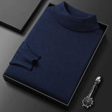 Turtle Neck Knit Pullover with Ribbed Collar