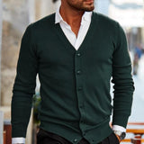 V-Neck Button-Up Knit Cardigan Men