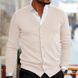 V-Neck Button-Up Knit Cardigan Men