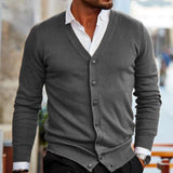 V-Neck Button-Up Knit Cardigan Men
