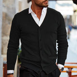 V-Neck Button-Up Knit Cardigan Men