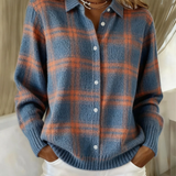 Plaid Button Front Knit Cardigan