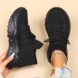 Chunky Knit Lace-Up Sneakers