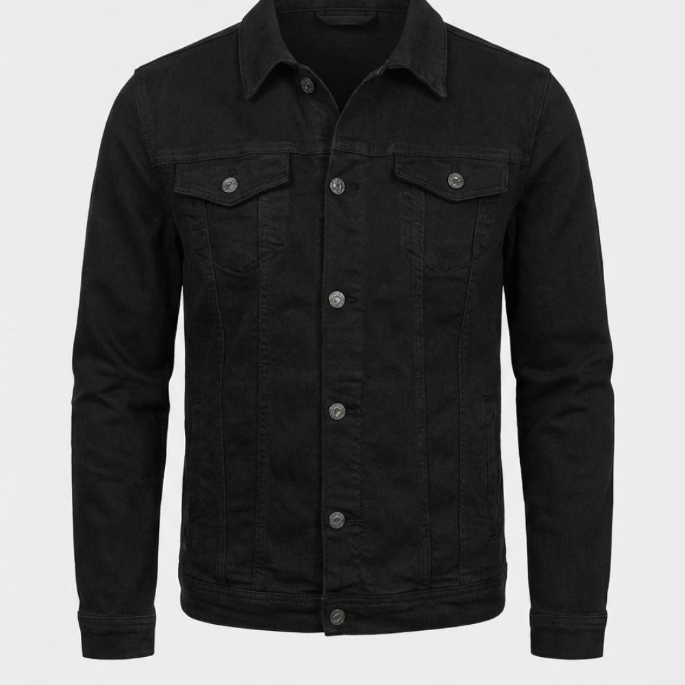 Trucker Jacket with Button-Front and Chest Pocket