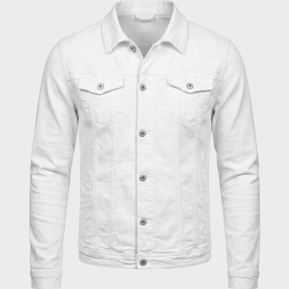Trucker Jacket with Button-Front and Chest Pocket