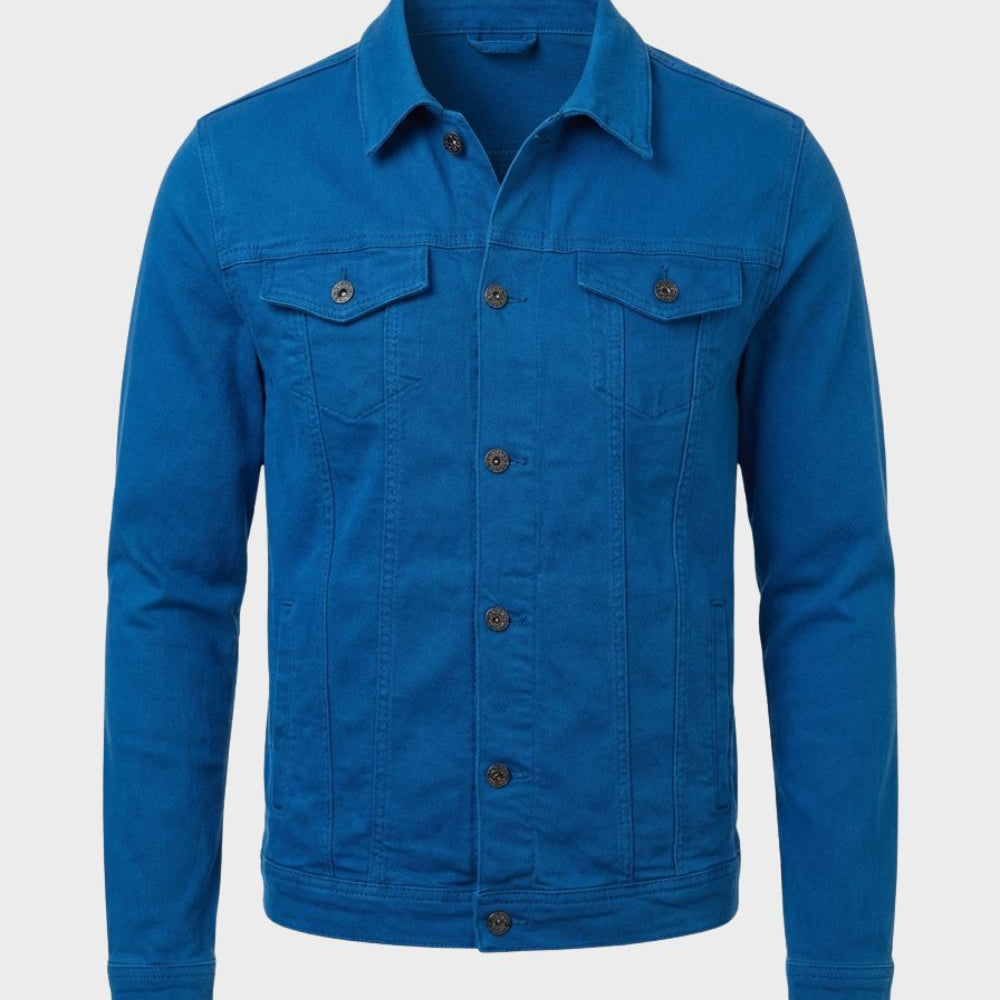 Trucker Jacket with Button-Front and Chest Pocket
