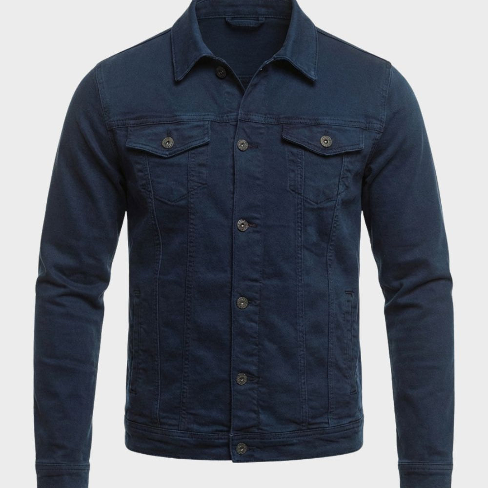 Trucker Jacket with Button-Front and Chest Pocket