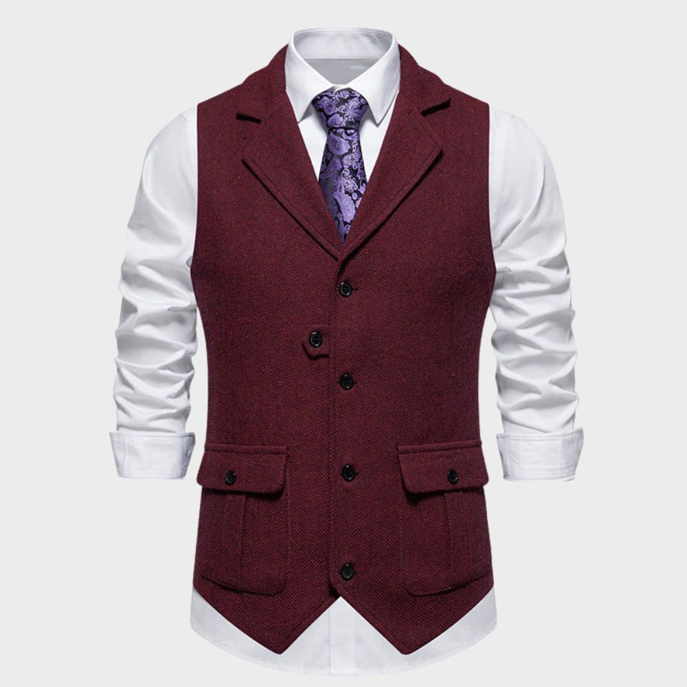 Single-Breasted Tailored Waistcoat with Notch Lapel