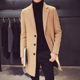 Slim Fit Single-Breasted Coat with Button Front and Lapel Collar