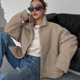 Fleece Jacket with High Neck and Zip Front