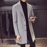 Slim Fit Single-Breasted Coat with Button Front and Lapel Collar