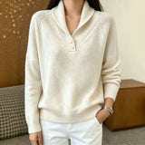 Shawl Collar Knit Sweater with Button Front and Long Sleeves