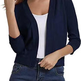 Cropped Open-Front Cardigan with Long Sleeves
