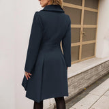 Tailored Double-Breasted A-Line Coat with Button-Front