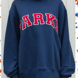 Oversized Varsity Graphic Sweatshirt with Mock Neck