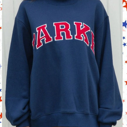 Oversized Varsity Graphic Sweatshirt with Mock Neck